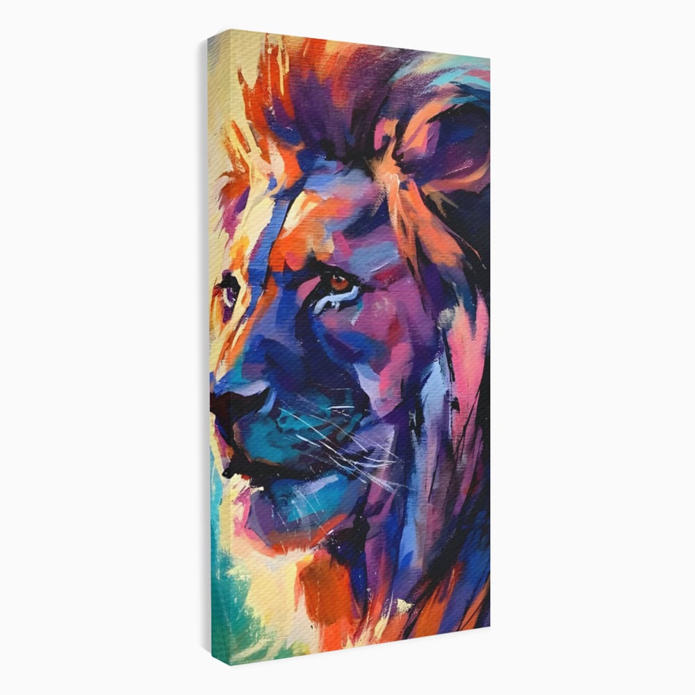 Tablou canvas cu tablou canvas cu leu colorat, fara rama, pe sasiu de lemn